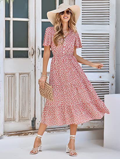 Damen Maxikleid mit lässiger A-Linien-Silhouette und Rüschendetails Drune
