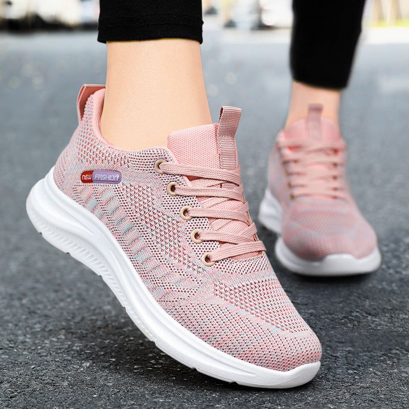 Damen nan leichte atmungsaktive Strick-Walking-Sneaker mit gepolstertem Fersenabschluss und dämpfender EVA-Zwischensohle Drune