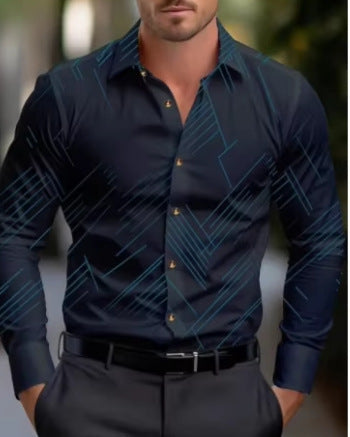 Herren Langarmhemd mit modernem grafischem Design Drune