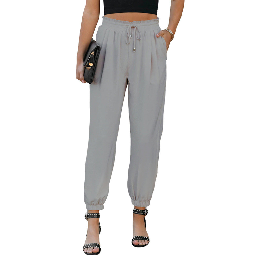 Damen lässige Freizeithose mit elastischem Bund und praktischen Taschen Drune