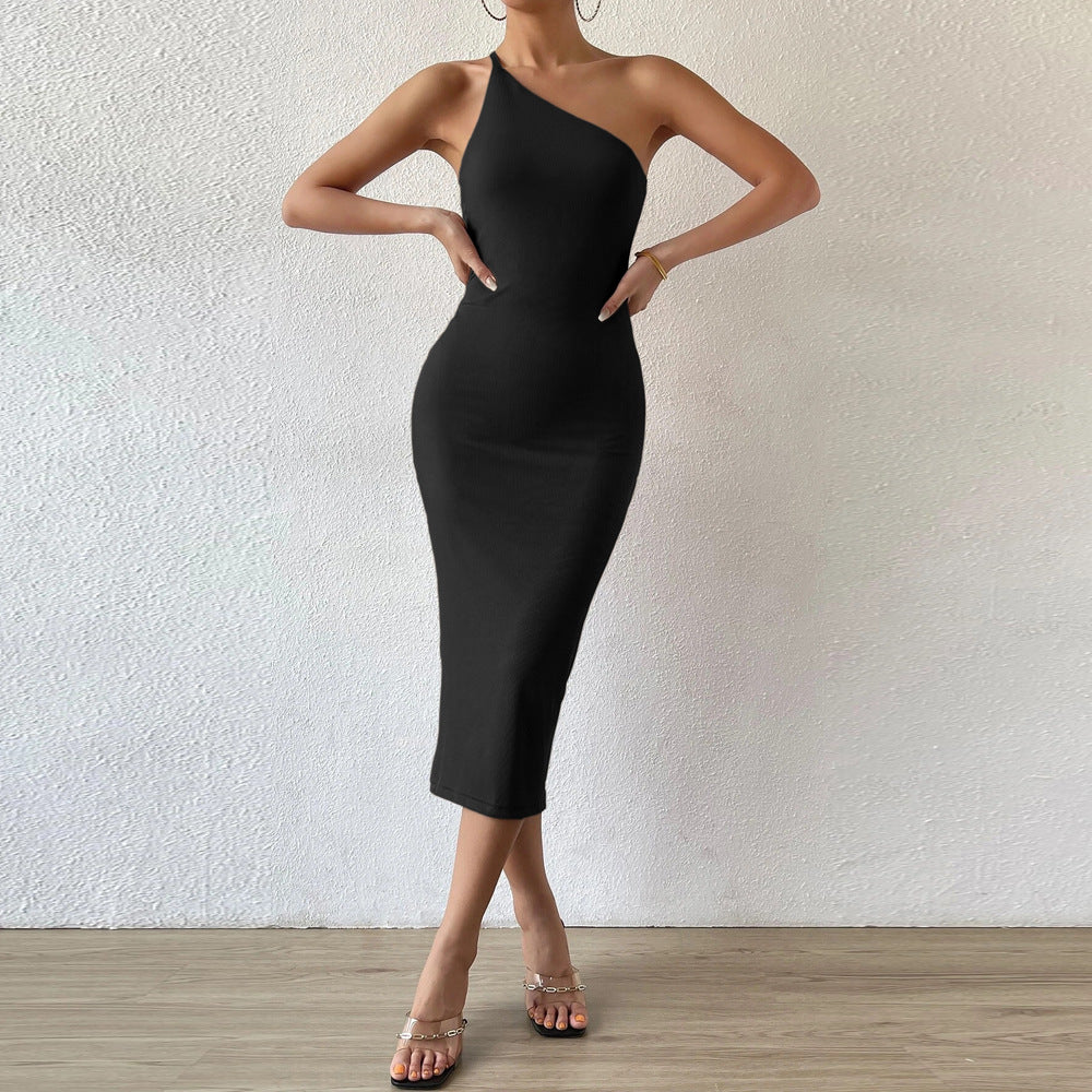 Damen figurbetontes Midikleid mit asymmetrischem Design Drune