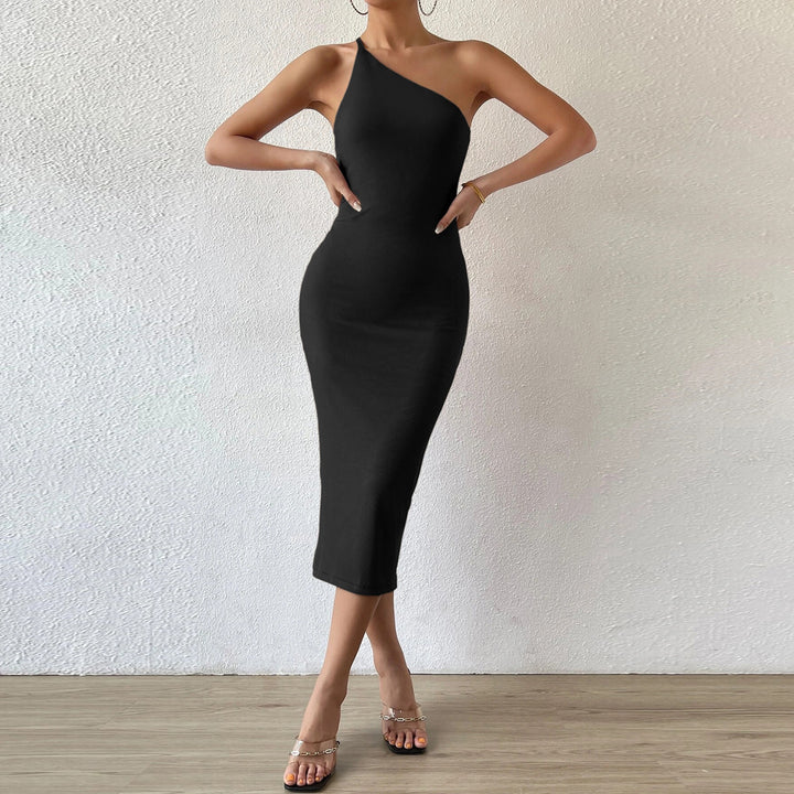 Damen figurbetontes Midikleid mit asymmetrischem Design Drune