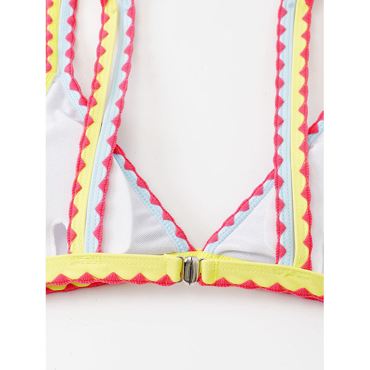 Damen Triangel-Bikini mit buntem Spitzenband Drune