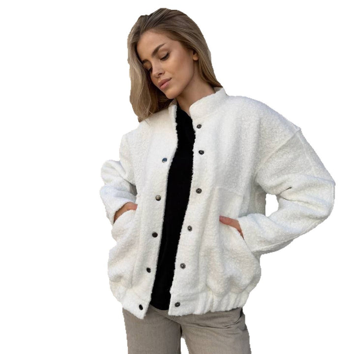 Damen Kuscheljacke mit Knopfverschluss und praktischen Taschen Drune