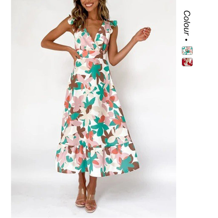 Damen Langärmliges Maxikleid mit verspieltem Rüschendesign und offenem Rücken Drune