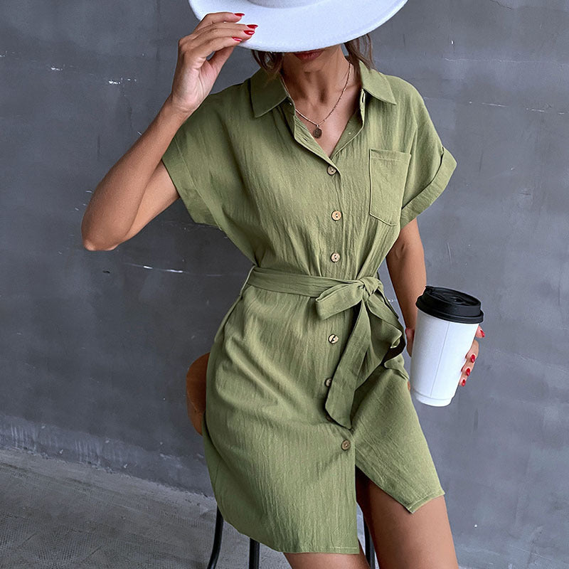 Damen Hemdblusenkleid mit taillierbarem Gürtel Drune