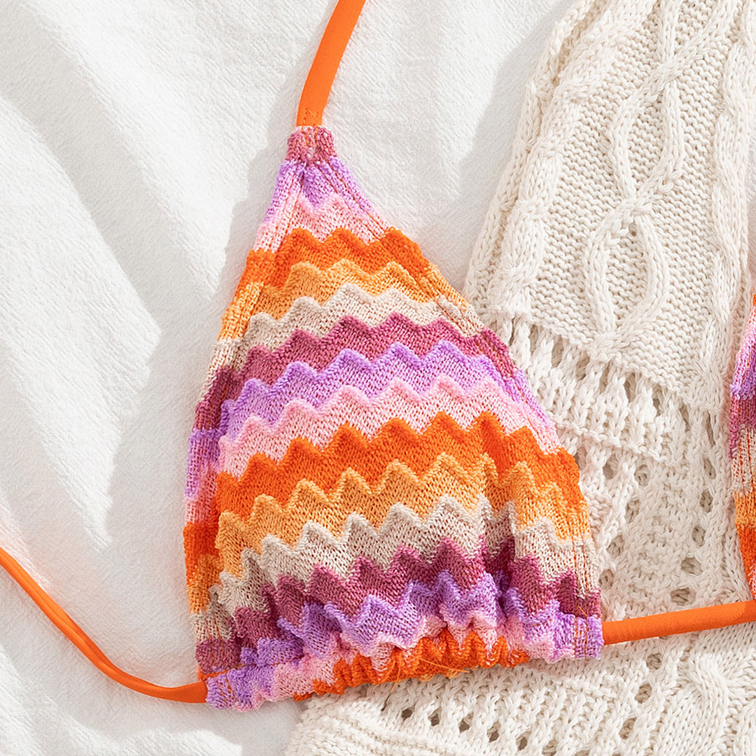 Damen Triangel-Bikini mit romantischem Wellenmuster Drune