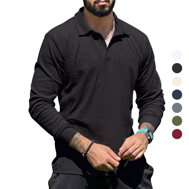 Herren langer Strickpullover mit strukturiertem Design und Knopfleiste Drune
