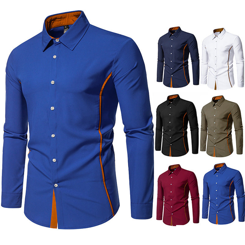 Herren modisches Langarmhemd mit stilvollen Kontrastdetails Drune
