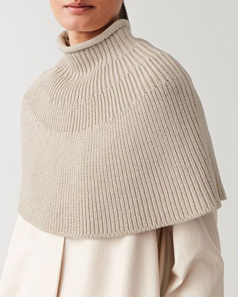 Damen Strickcape mit hochgeschlossenem Kragen Drune