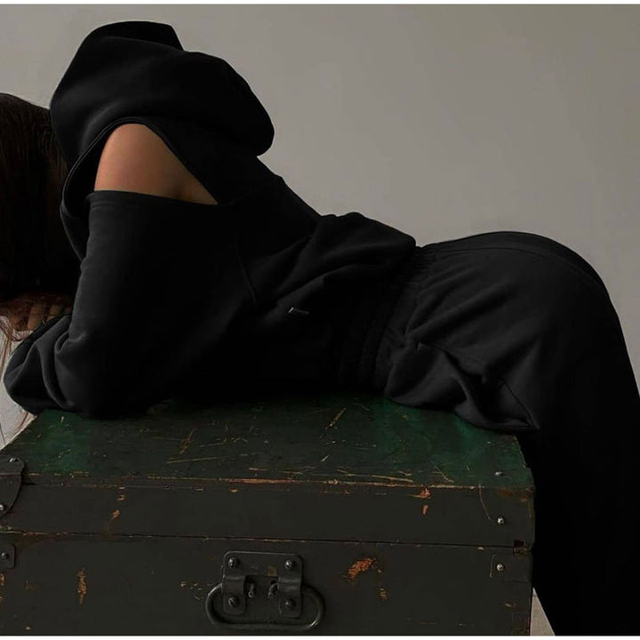 Damen Sweatshirt mit lässigem Cut-Out-Design und praktischen Taschen Drune
