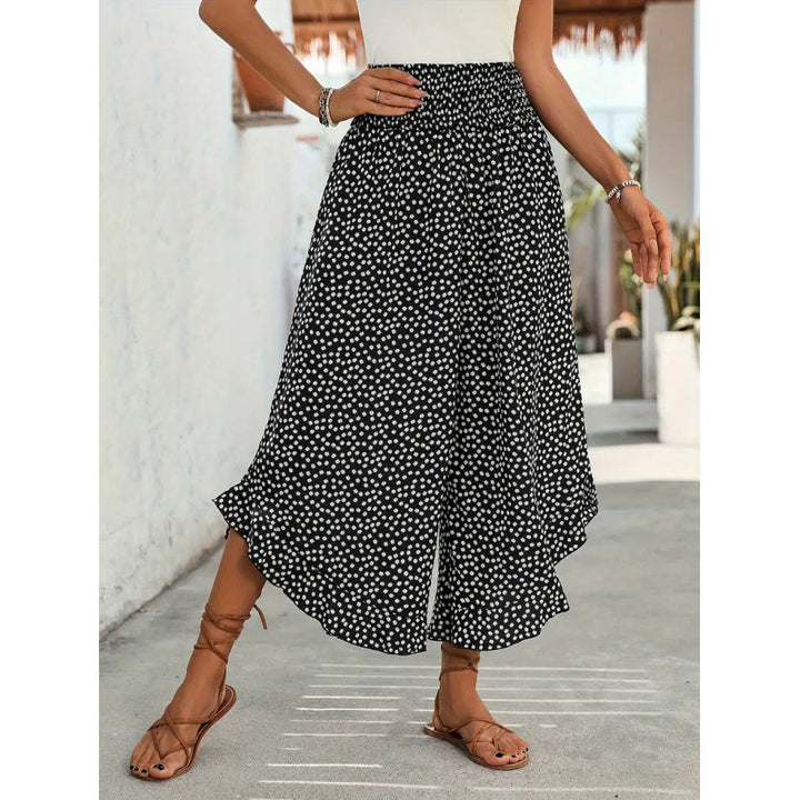 Damen Freizeithose mit weitem Bein und modernem Polka-Dot-Muster Drune