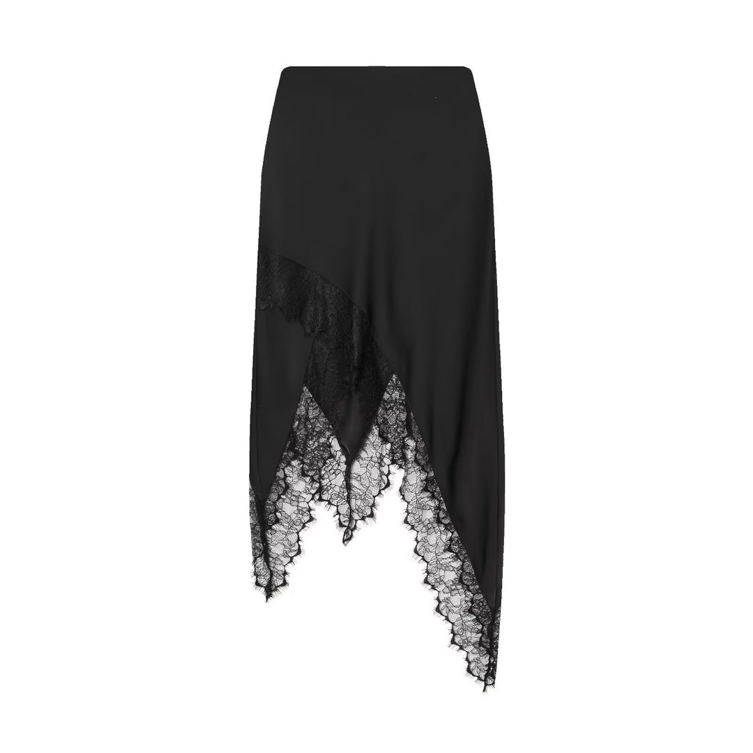 Damen Maxi-Rock mit asymmetrischer Spitzenbesatz und elegantem Saum Drune