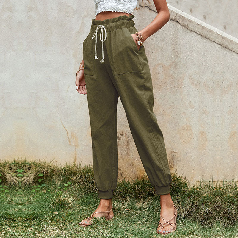 Damen Casual Freizeithose mit elastischem Bund und praktischen Taschen Drune