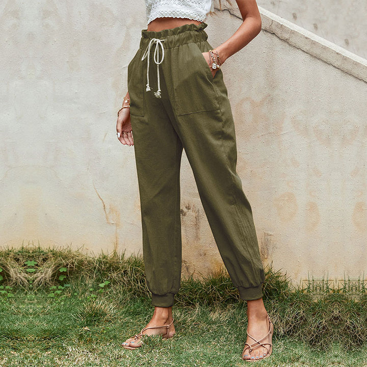 Damen Casual Freizeithose mit elastischem Bund und praktischen Taschen Drune