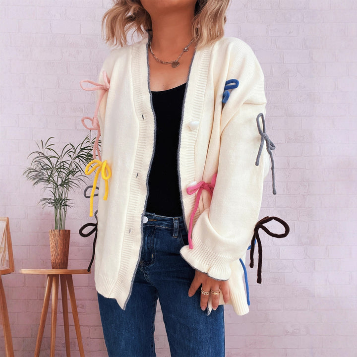 Damen Strickjacke mit bunten Schleifendetails Drune