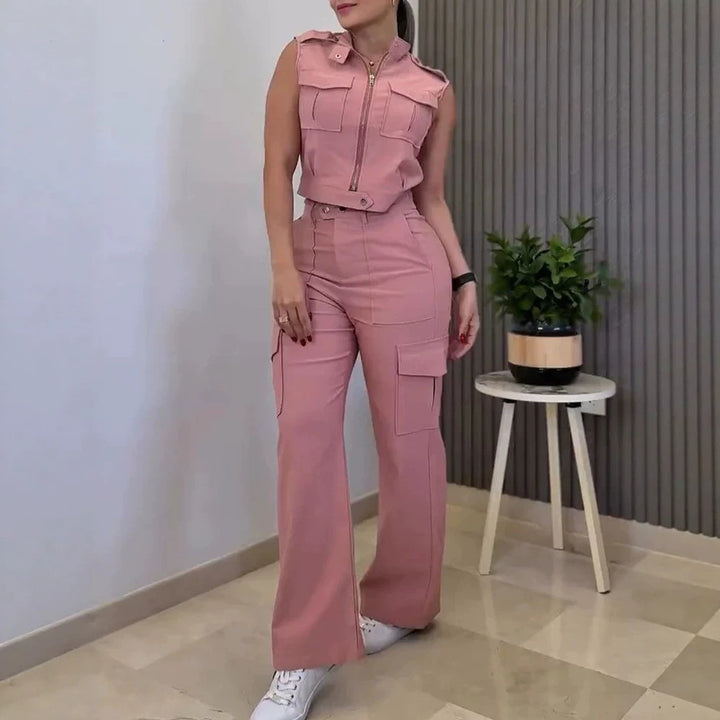 Damen Cargo-Jumpsuit mit kurzem Oberteil und praktischen Taschen Drune