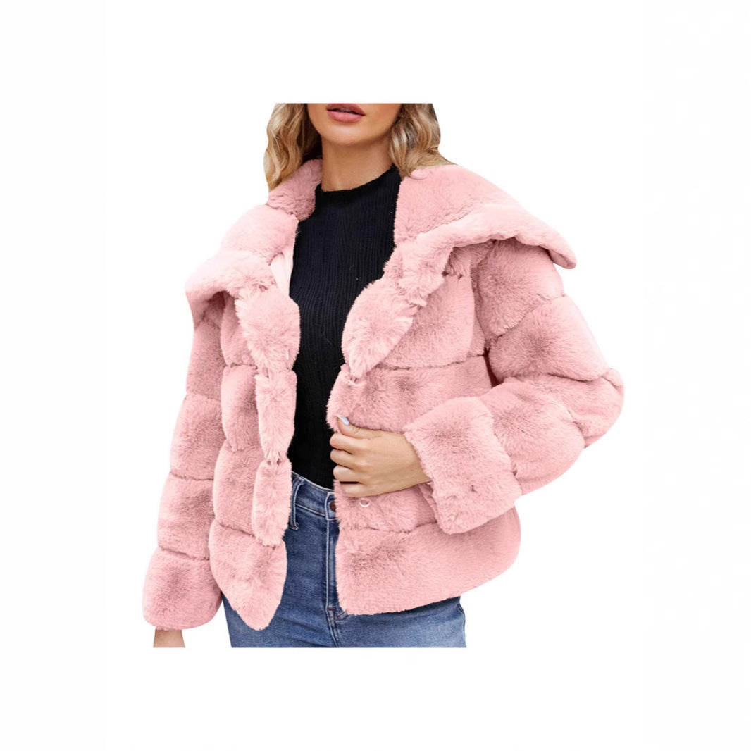 Damen Trendige Puffjacke mit weich gefüttertem Kunstfell Drune