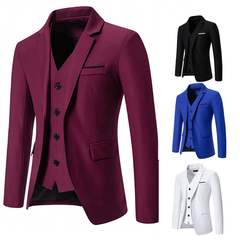Herren nan elegantes Einreiher-Sakko mit passender Weste und schmalem Business-Schnitt Drune