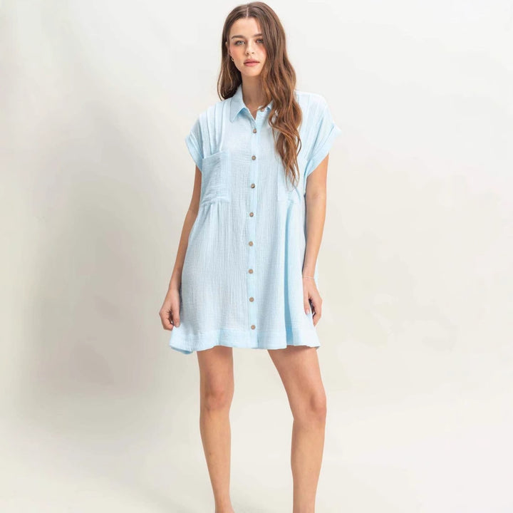 Damen lässige Bluse mit hohen Armöffnungen und zwei aufgesetzten Taschen Drune