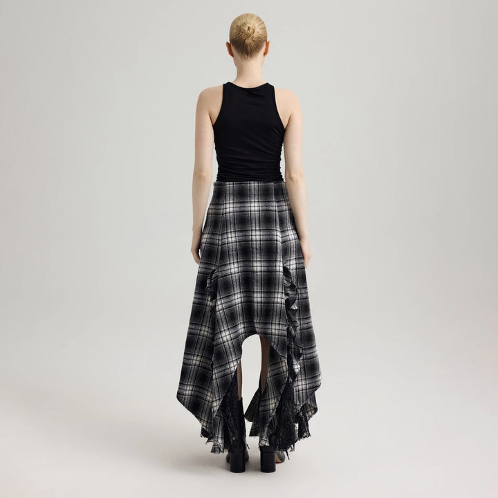 Damen Maxirock mit asymmetrischem Saum und Rüschendetails Drune