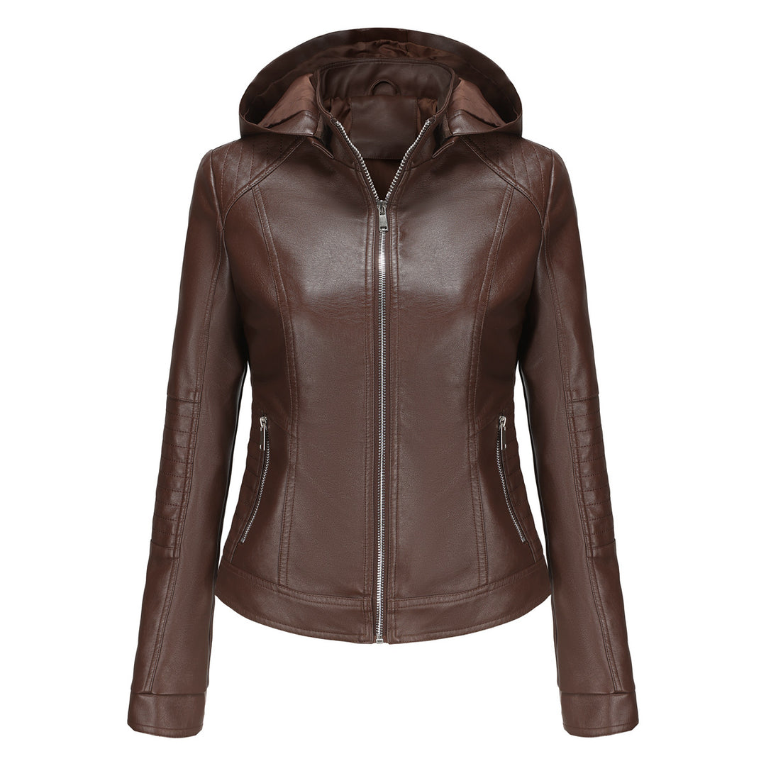 Damen Kapuzenjacke aus hochwertigem Kunstleder Drune