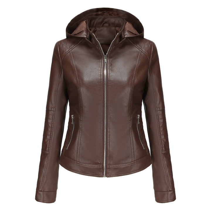 Damen Kapuzenjacke aus hochwertigem Kunstleder Drune