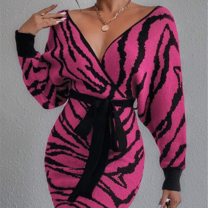 Damen Strickkleid im angesagten Zebramuster Drune
