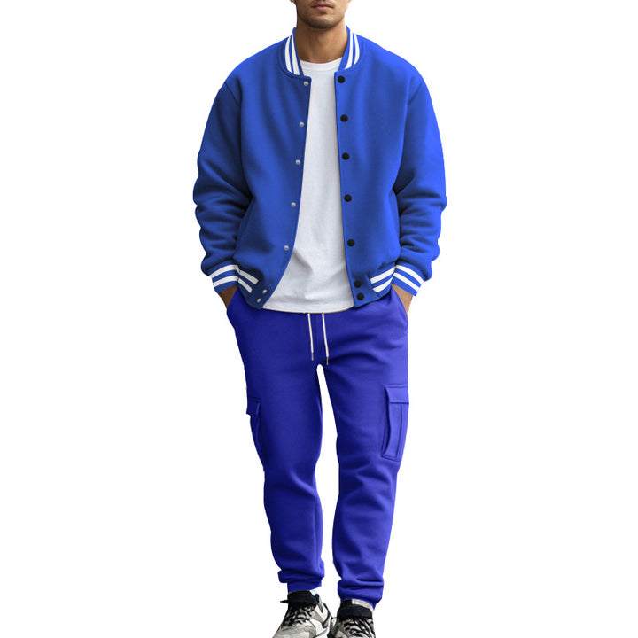Herren nan sportives College-Set aus Sweatjacke mit Druckknöpfen und Cargo-Jogginghose mit Tunnelzug Drune