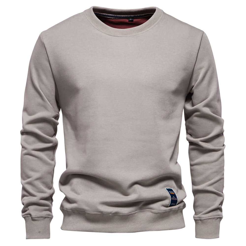 Herren nan klassisches Rundhals-Sweatshirt aus schwerer Baumwollmischung mit angerauter Innenseite und gerippten Bündchen Drune