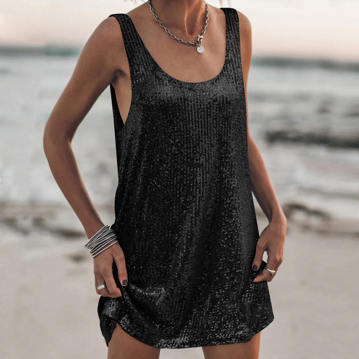 Damen Glitzerndes Minikleid mit schimmerndem Paillettenstoff und lässigem Schnitt Drune