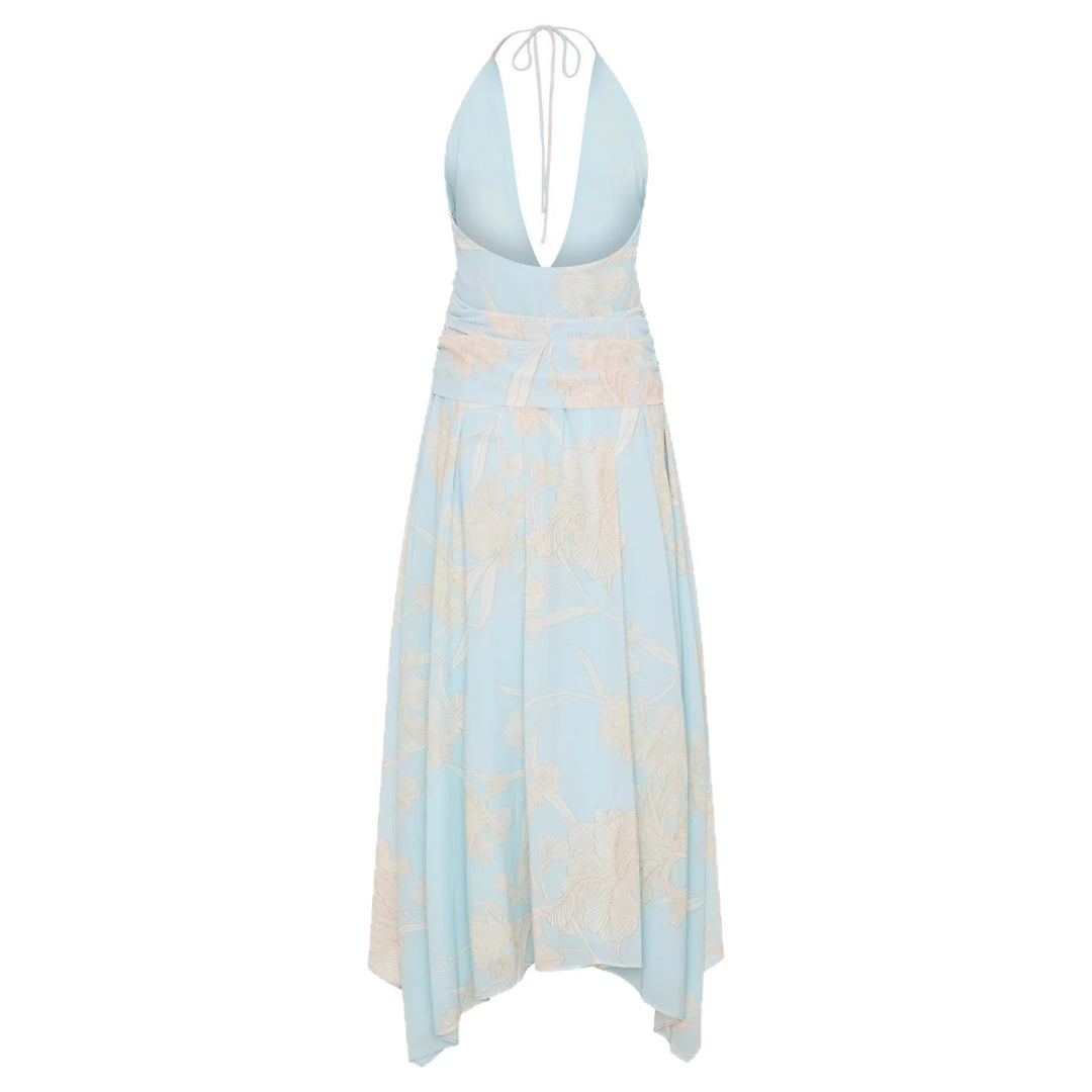 Damen Elegantes Wickelkleid mit tiefem V-Ausschnitt und floralem Design Drune