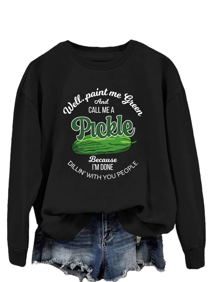 Damen Sweatshirt mit witzigem Gurkenmotiv und kreativem Druck Drune