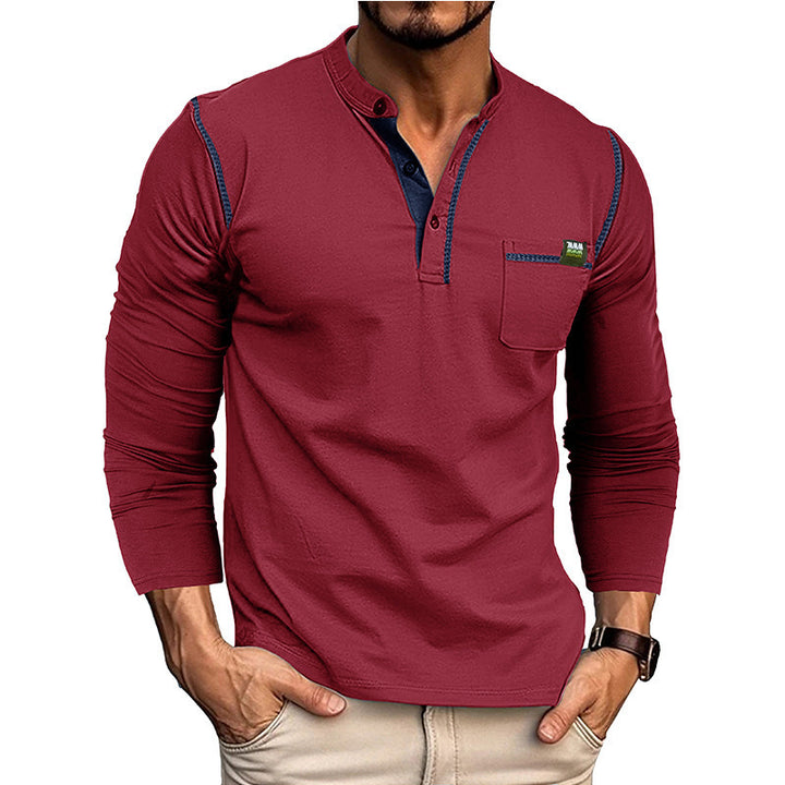 Herren Langarmshirt mit eleganter Knopfleiste und praktischer Brusttasche Drune