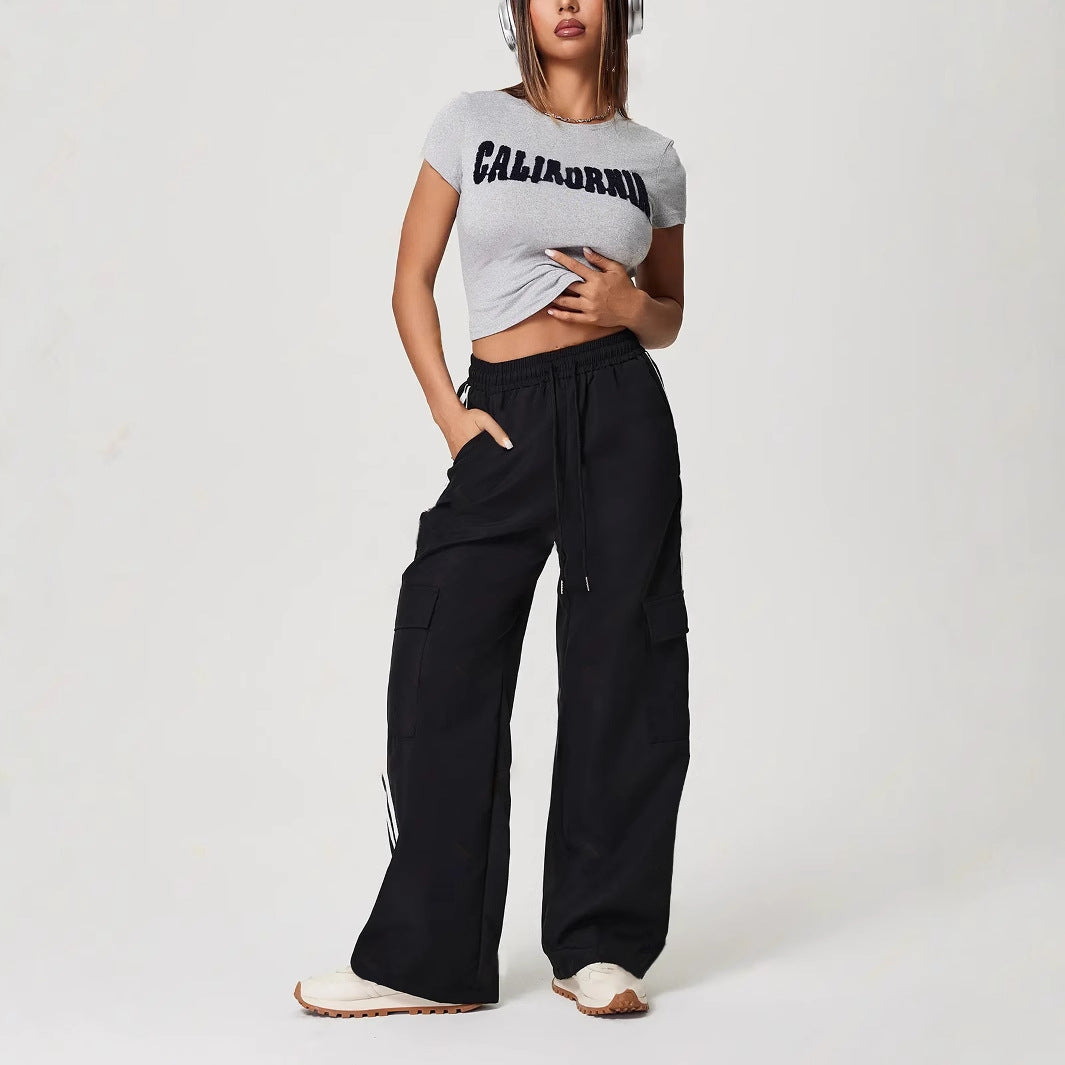 Damen Cargo-Hose mit seitlichen Taschen und elastischem Bund Drune