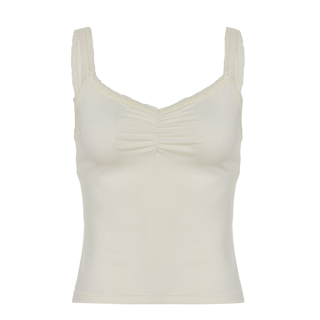 Damen Spaghettiträgershirt mit eleganter Häkelborte Drune