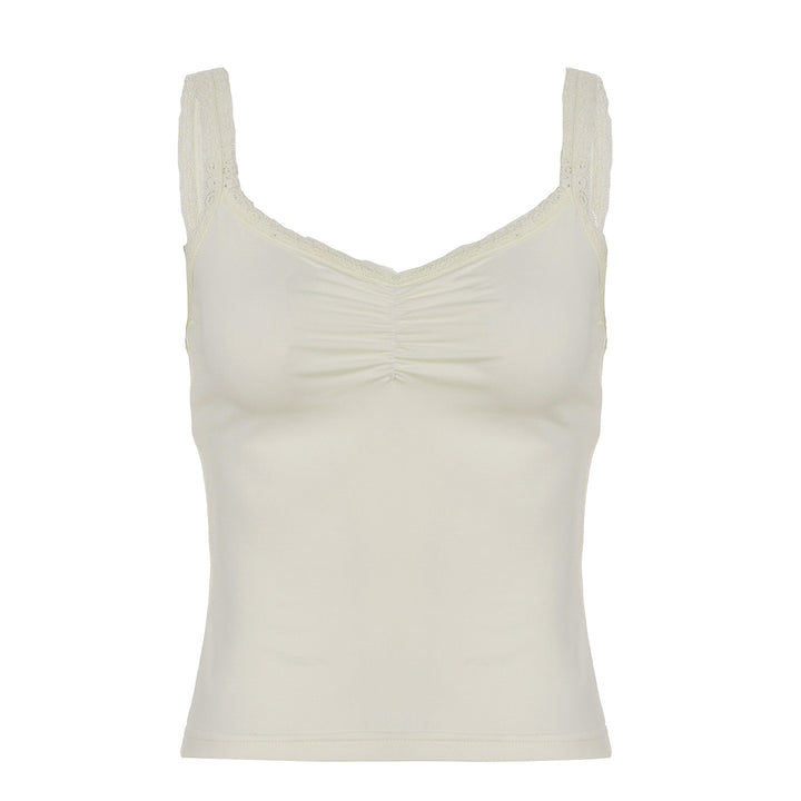 Damen Spaghettiträgershirt mit eleganter Häkelborte Drune