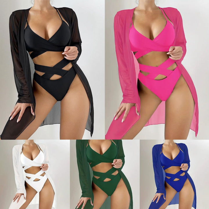 Damen Einteiler Badeanzug mit transparentem Cover-Up und modernem Schnitt Drune