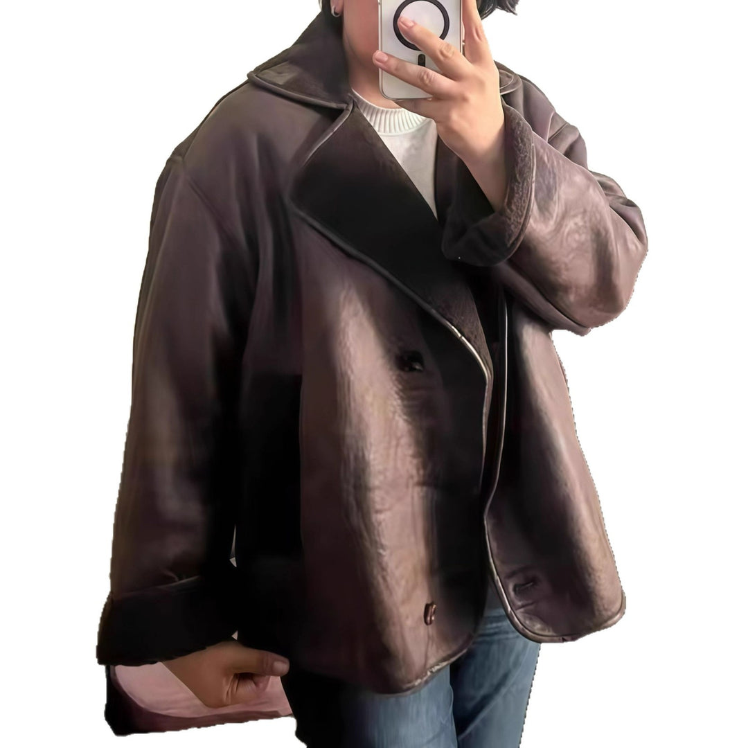Damen elegante Oversized-Jacke mit weichem Futter und raffinierter Struktur Drune