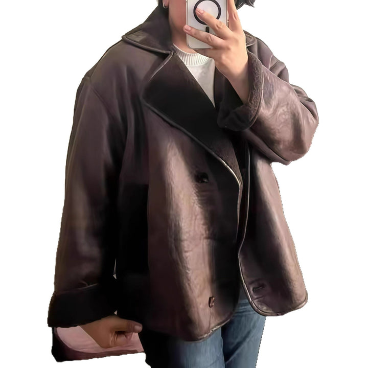 Damen elegante Oversized-Jacke mit weichem Futter und raffinierter Struktur Drune