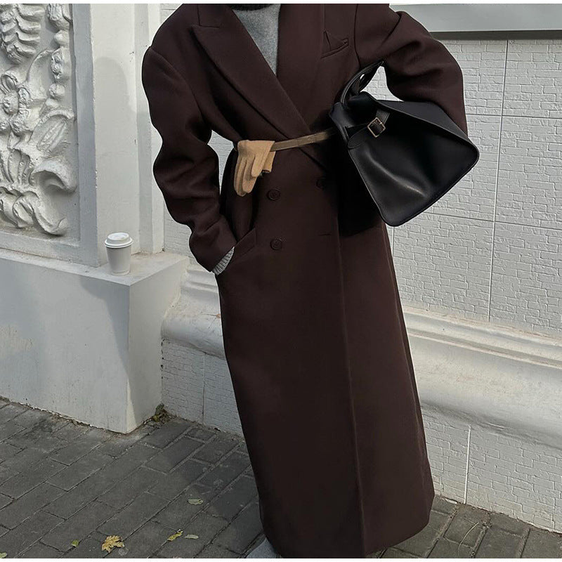 Damen Übergroßer Blazer-Mantel mit doppelter Knopfleiste und weiten Schultern Drune