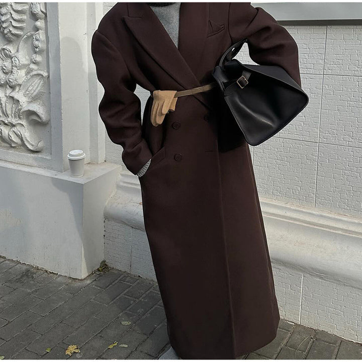 Damen Übergroßer Blazer-Mantel mit doppelter Knopfleiste und weiten Schultern Drune