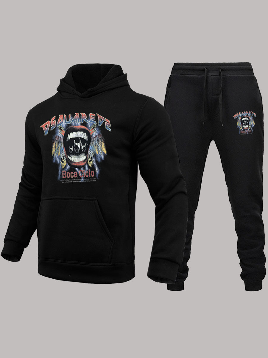 Herren Hoodie und Sweatpants Set mit künstlerischem Druck Drune