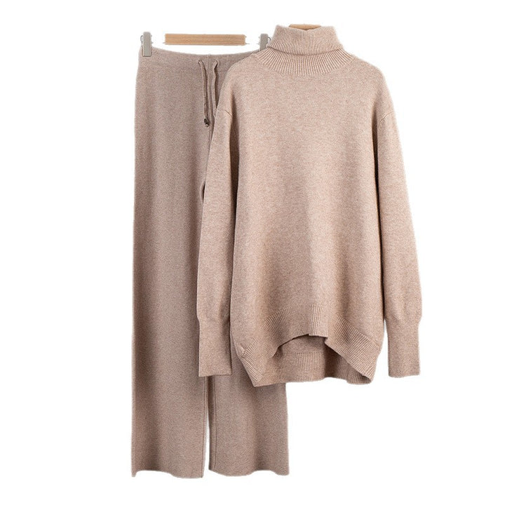 Damen Lässiges Strick-Set mit hohem Kragen und weitem Schnitt Drune