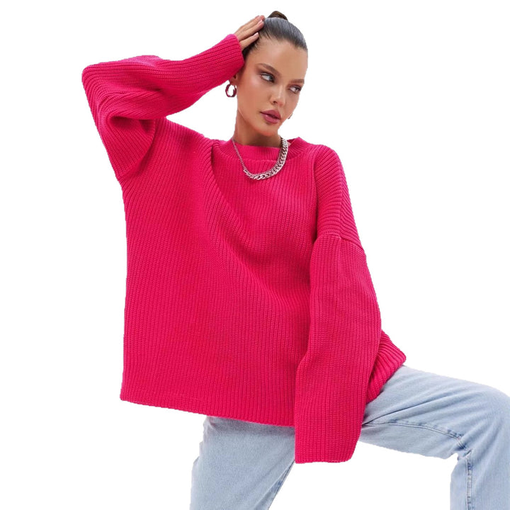 Damen Oversized Strickpullover mit modernen Schnittlinien Drune