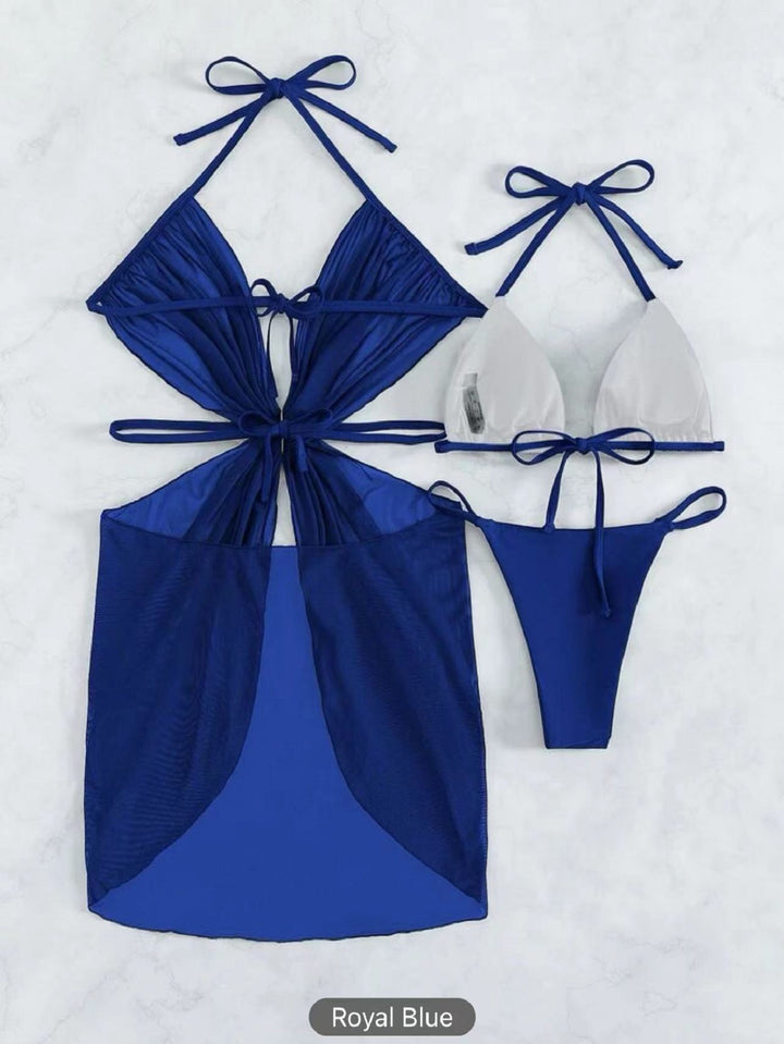 Damen Bikini-Set mit verspieltem Herzdesign und transparentem Überwurf Drune