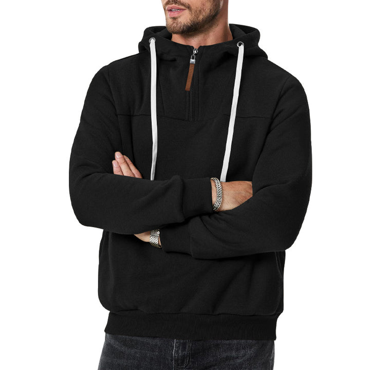 Herren nan Sweat-Halbzip mit strukturierter Innenseite, verstellbarer Kapuze und breitem Rippbund Drune