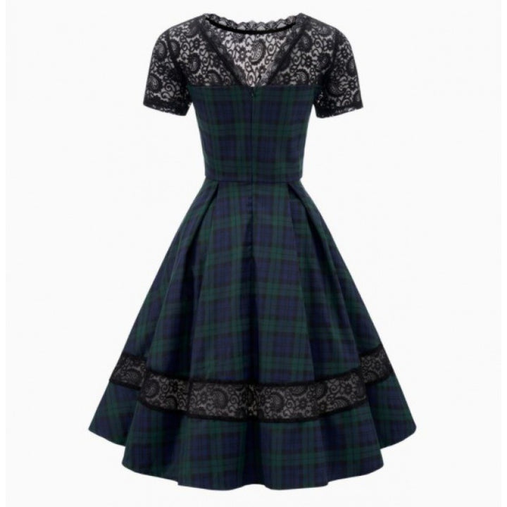 Damen Abendkleid mit Spitzenapplikationen und schwingendem Rock Drune