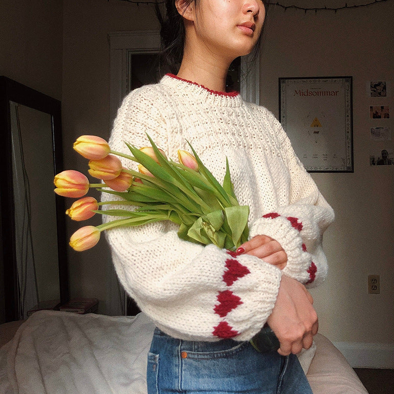 Damen Strickpullover mit trendigem Herzdesign Drune