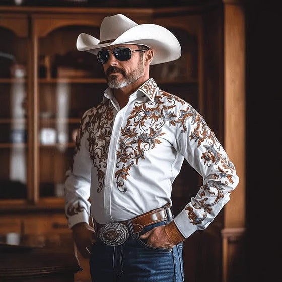 Herren Cowboyhemd mit aufwendiger Stickerei Drune